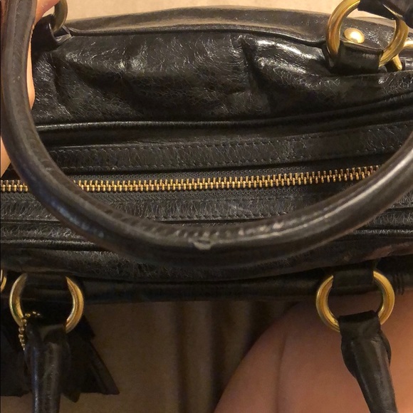 🎉🥳 HP!! Coach poppy satchel bag black with pink lining - Picture 11 of 16